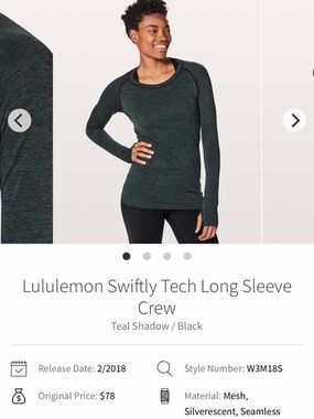lululemon athletica Swiftly Tech Long Sleeve Crew - Teal Shadow/Black
